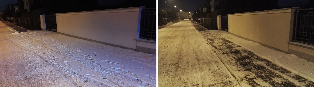 Chodnik przy ul. Węgorzewskiej przed i po interwencji strażnika - grafika artykułu